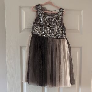 H&M Silver and Black Sequin Fit and Flare Dress